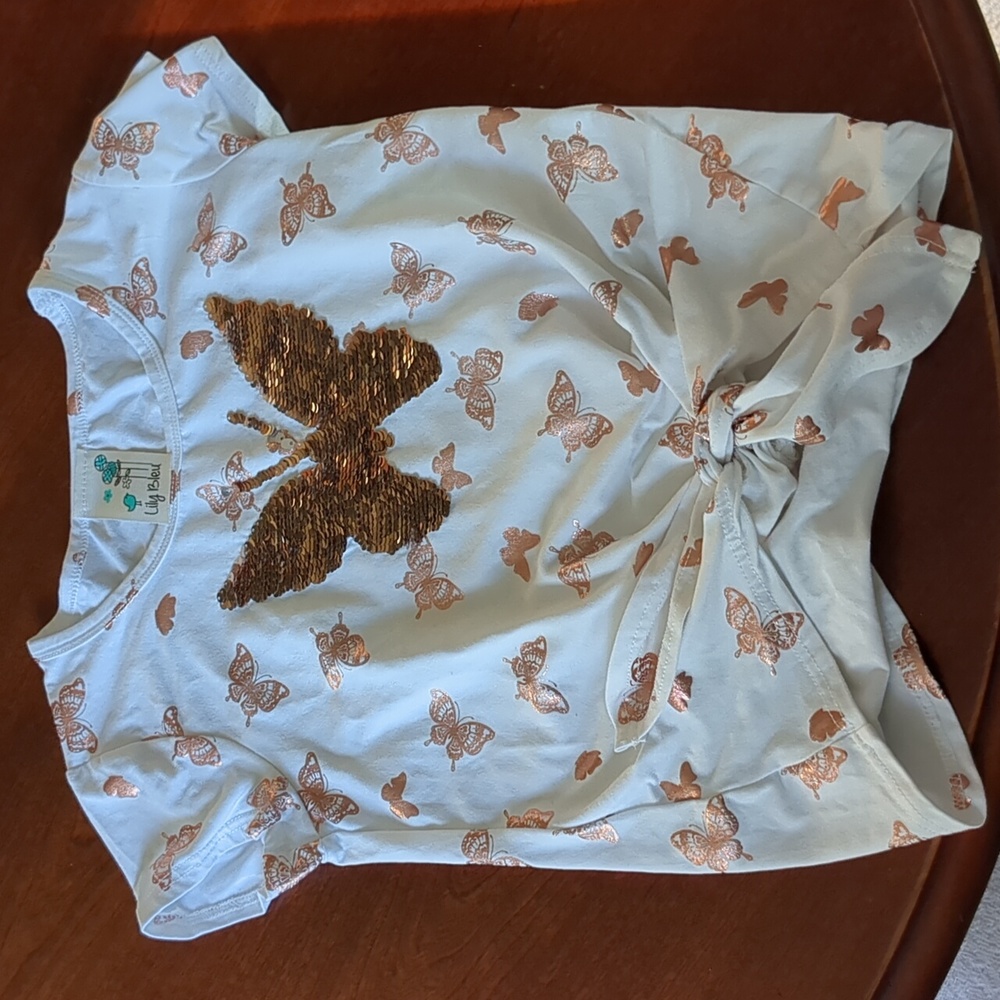 Little girls reversible butterfly sequin shirt